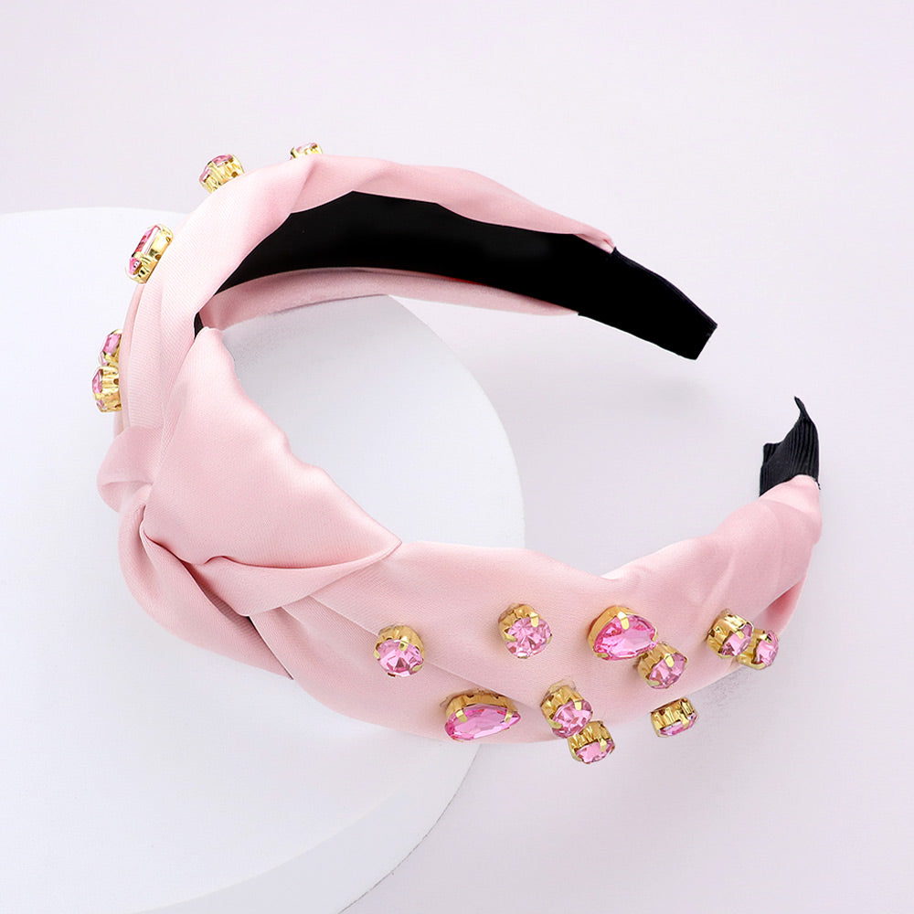 Embellished Top Knot Headband-Blush