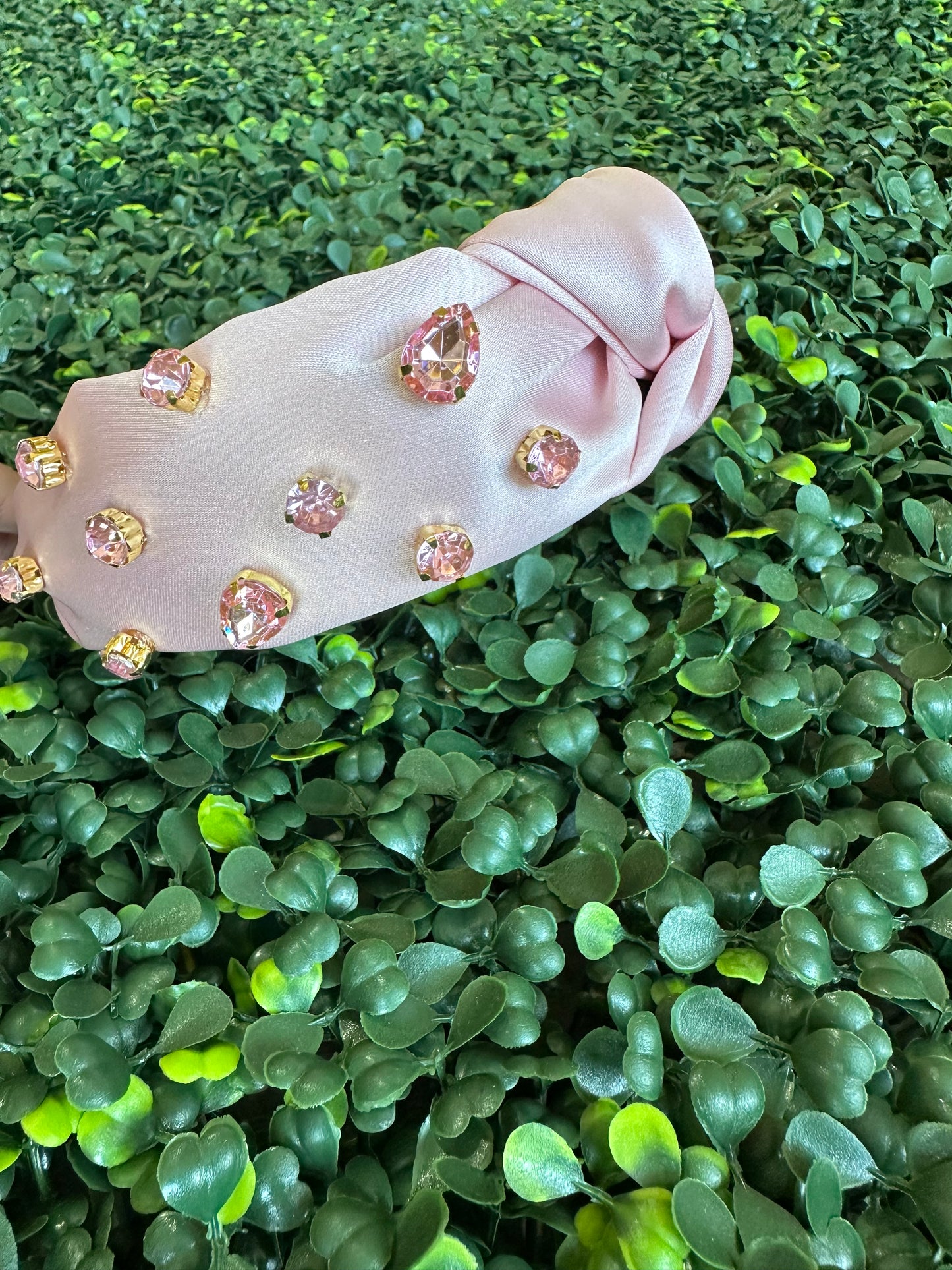 Embellished Top Knot Headband-Blush