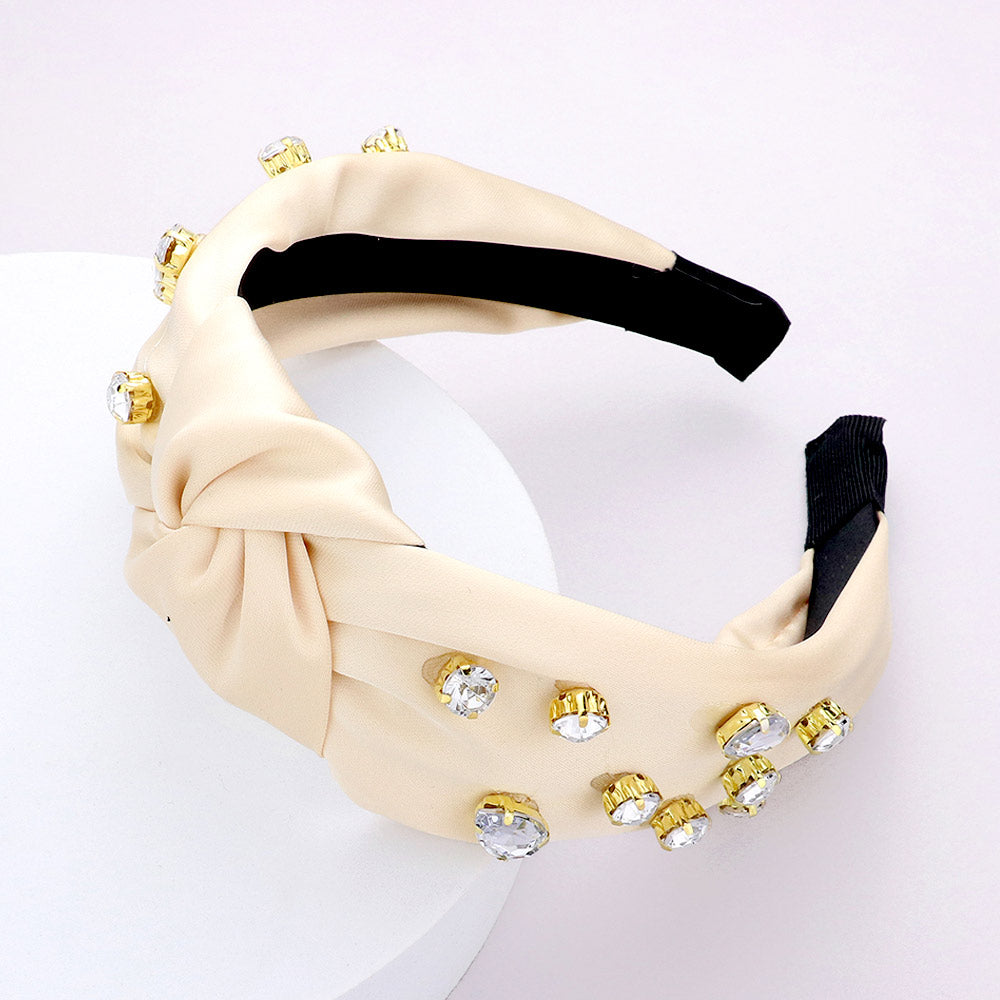 Embellished Top Knot Headband- Champagne