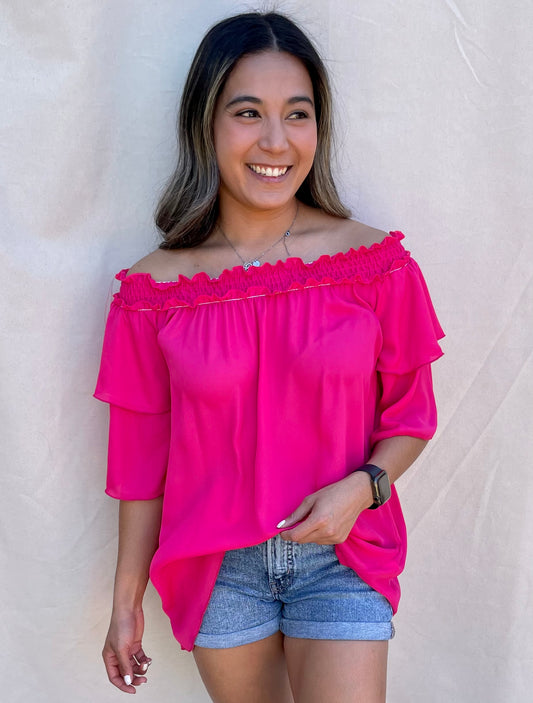 Tiered Sleeve Off The Shoulder Top