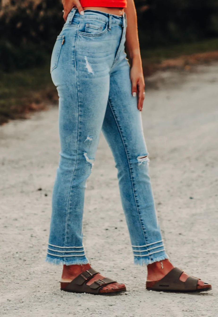 Vintage Wash Straight Leg Jeans