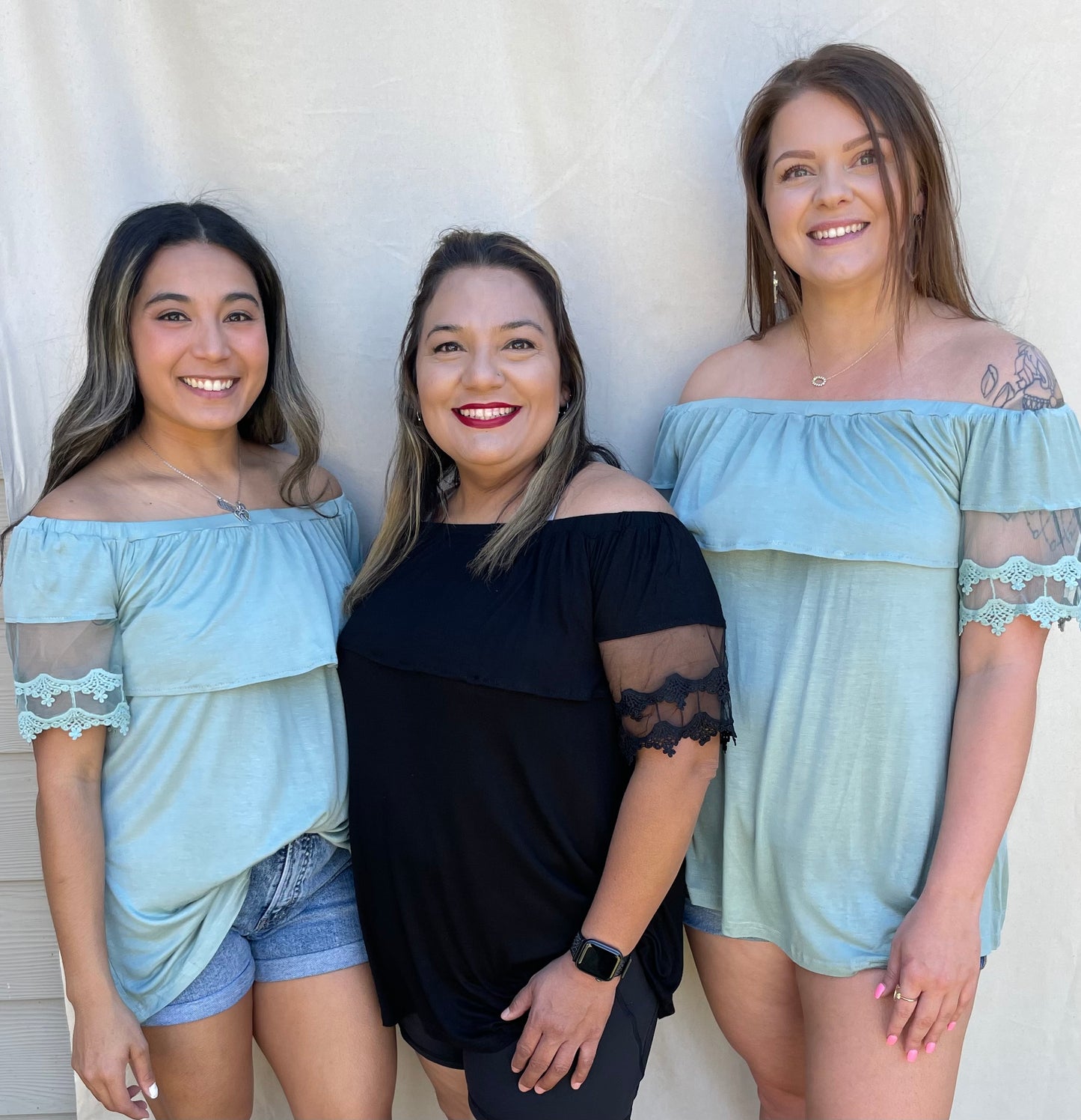 Off The Shoulder Lace Sleeve Top
