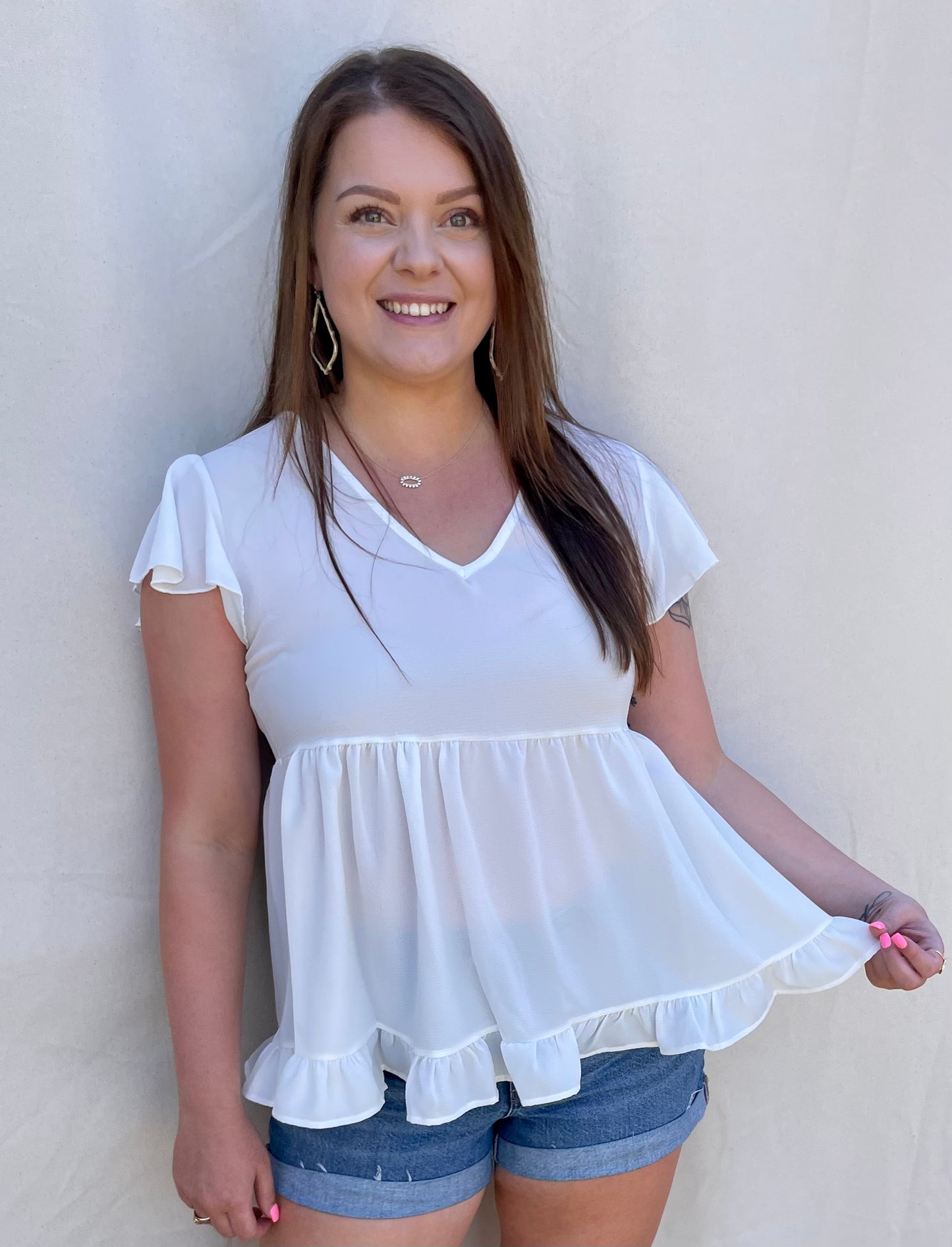 Flutter Sleeve Babydoll Top