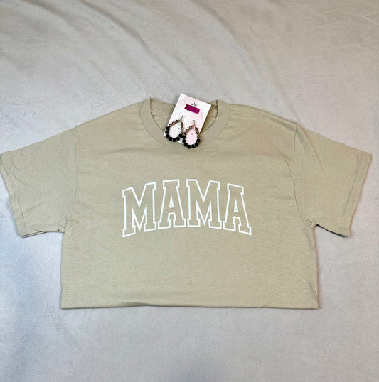 Varsity Letters Mama Tee- Sand