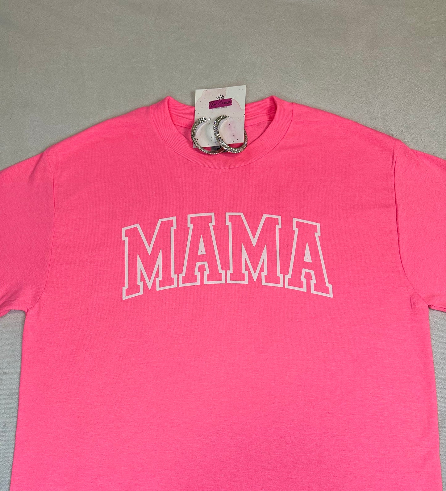 Varsity Letters Mama Tee- Pink