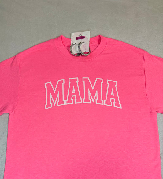 Varsity Letters Mama Tee- Pink