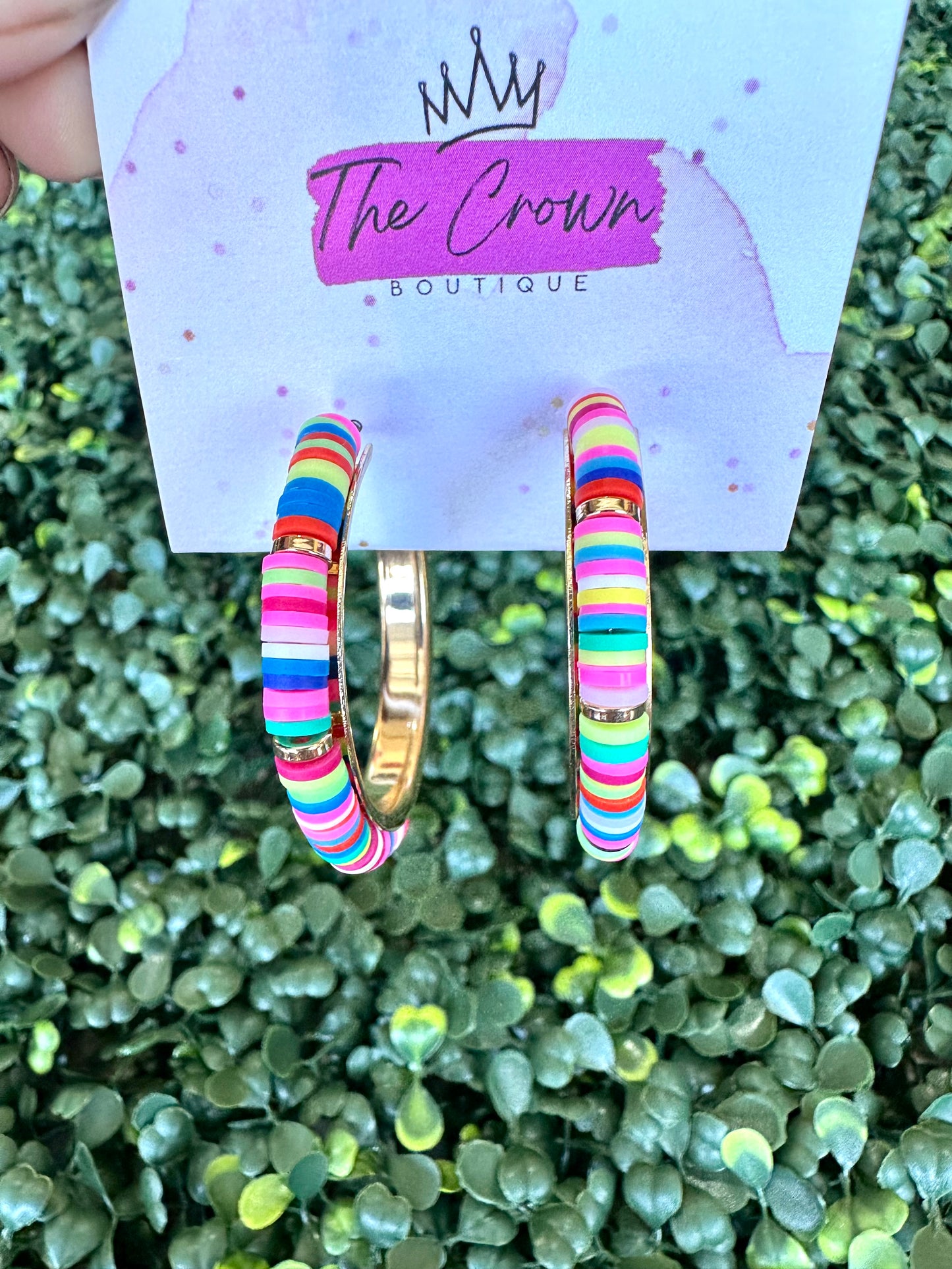 Colorful Beaded Hoop Earrings