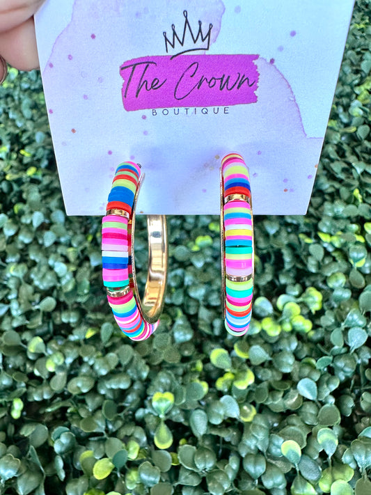 Colorful Beaded Hoop Earrings