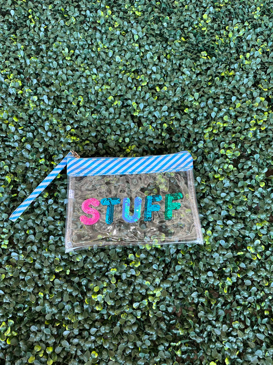 Stuff Clear Sequin Wristlet