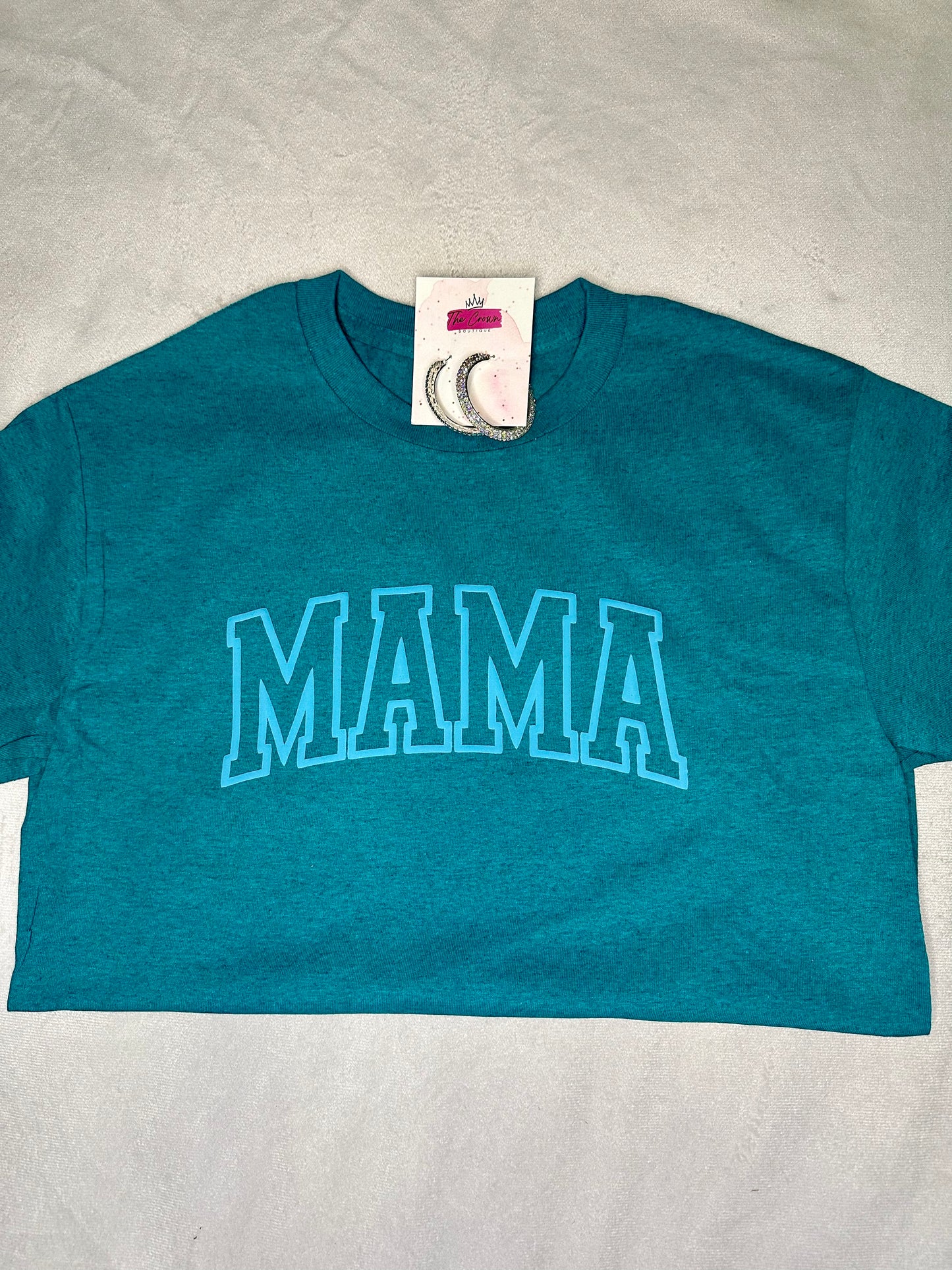 Varsity Letters Mama Tee- Deep Aqua