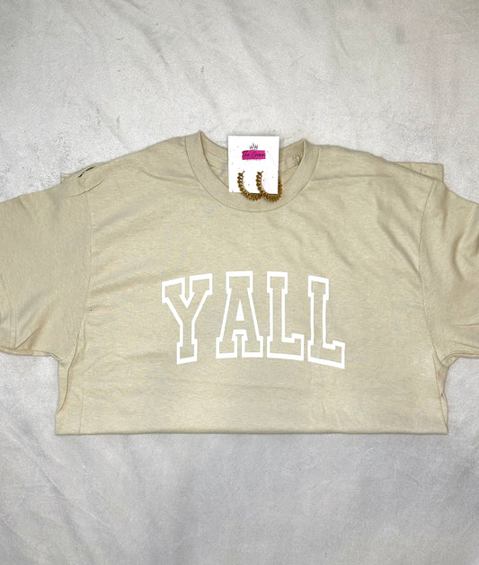 Varsity Letters Yall Tee- Sand