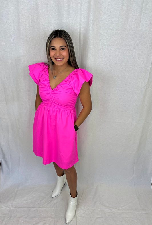 Bold Moves Mini Dress-Fuchsia