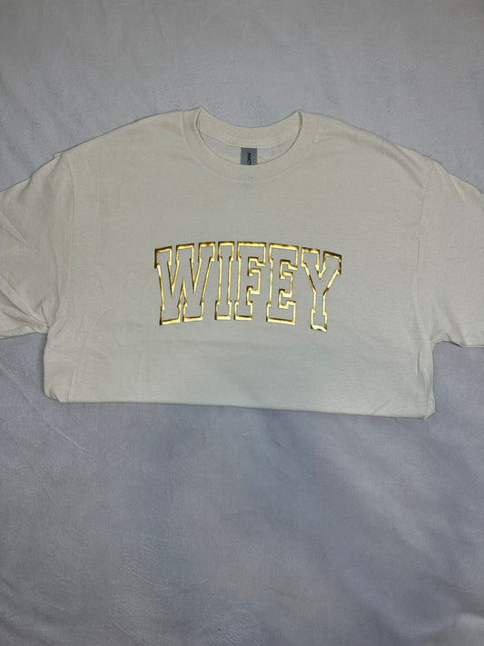 Varsity Letters Wifey Tee-Sand