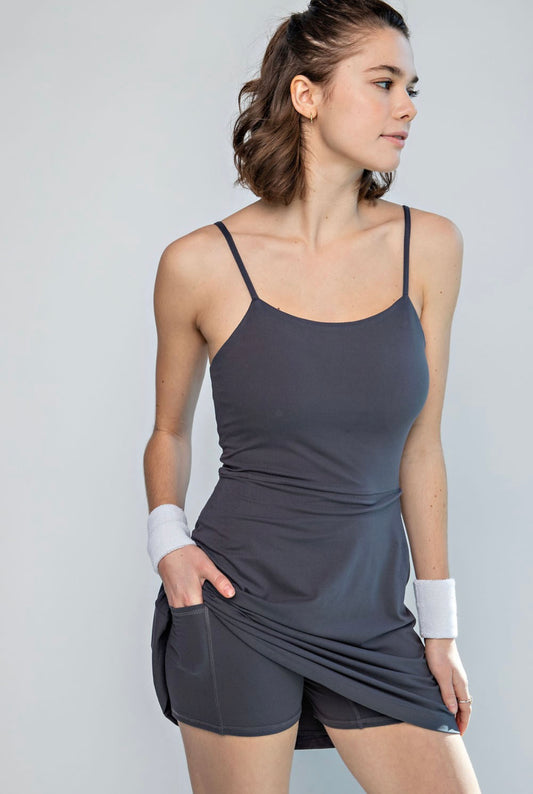 Sporty Spice Athletic Dress- Charcoal