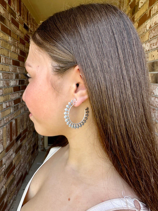 Abstract Hoop Earrings-Silver