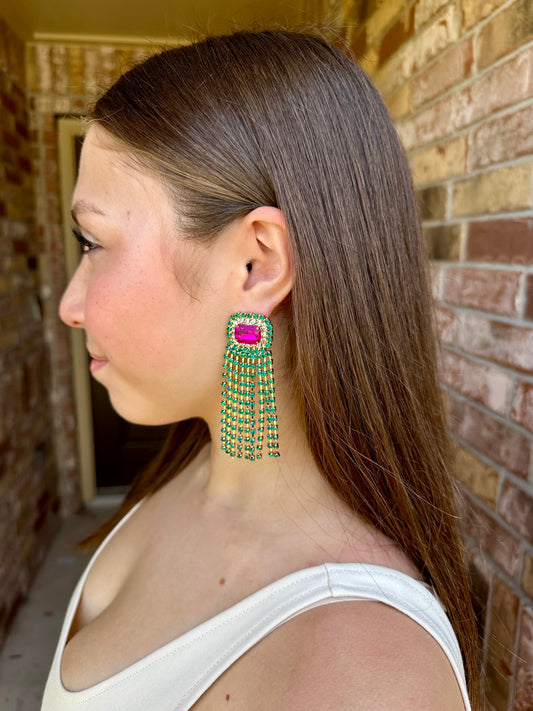 Emerald City Tassel Drop Earrings