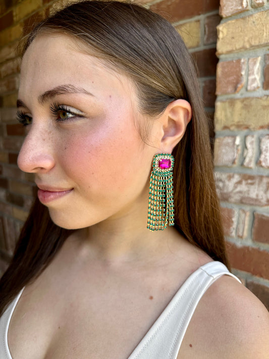 Emerald City Tassel Drop Earrings