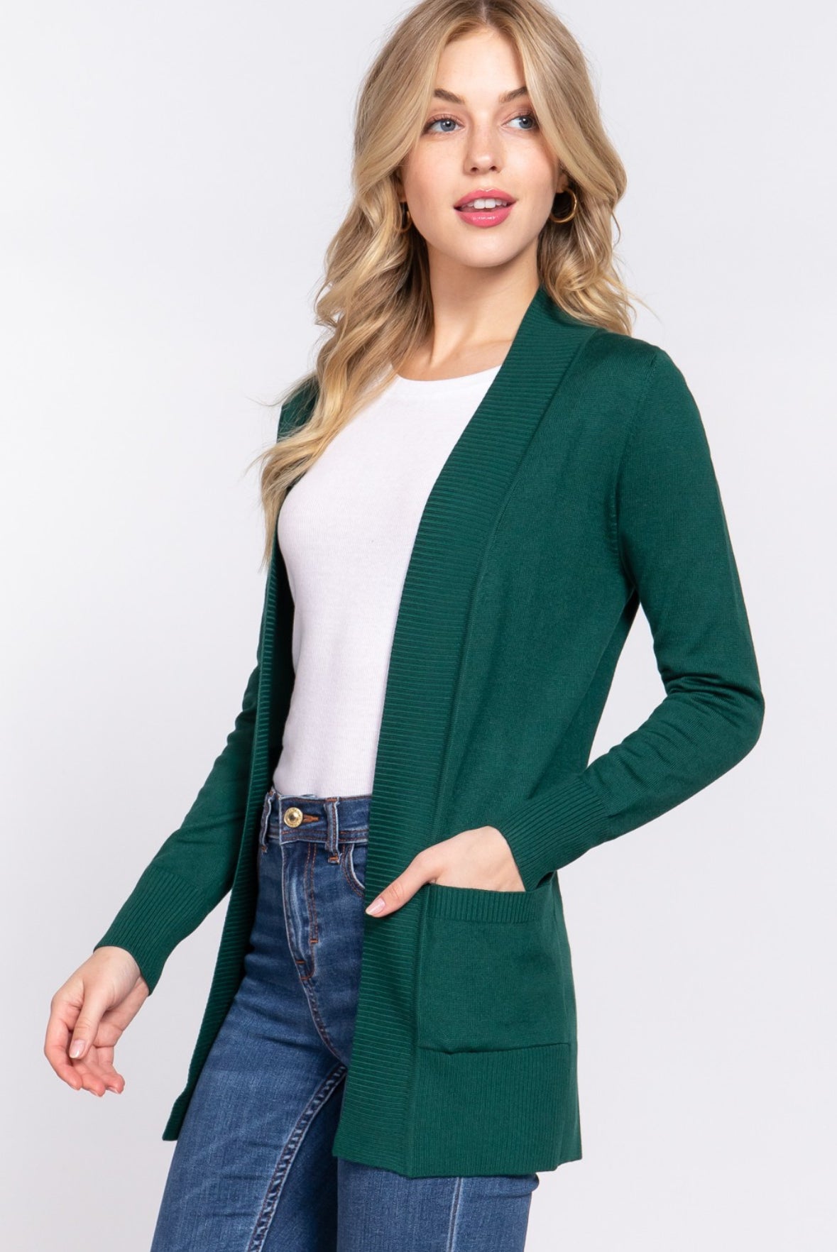 The Essential Cardigan- Hunter Green