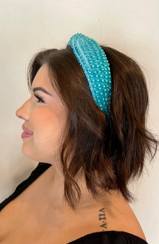 Luxury Beaded Headband- Turquoise