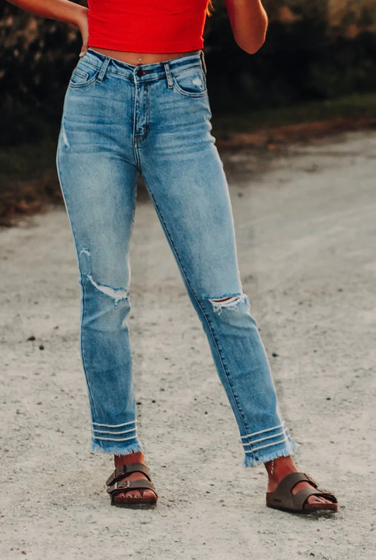 Vintage Wash Straight Leg Jeans