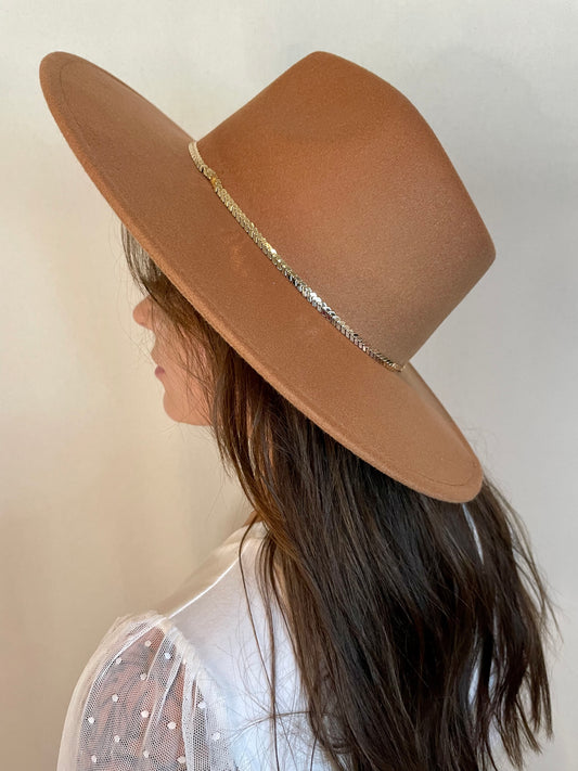 Dainty Gold Band Hat-Brown