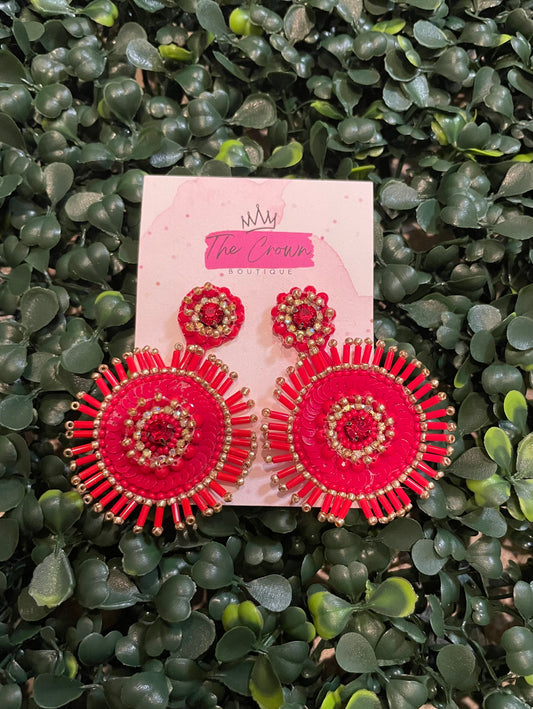 Red Hot Beaded Earrings