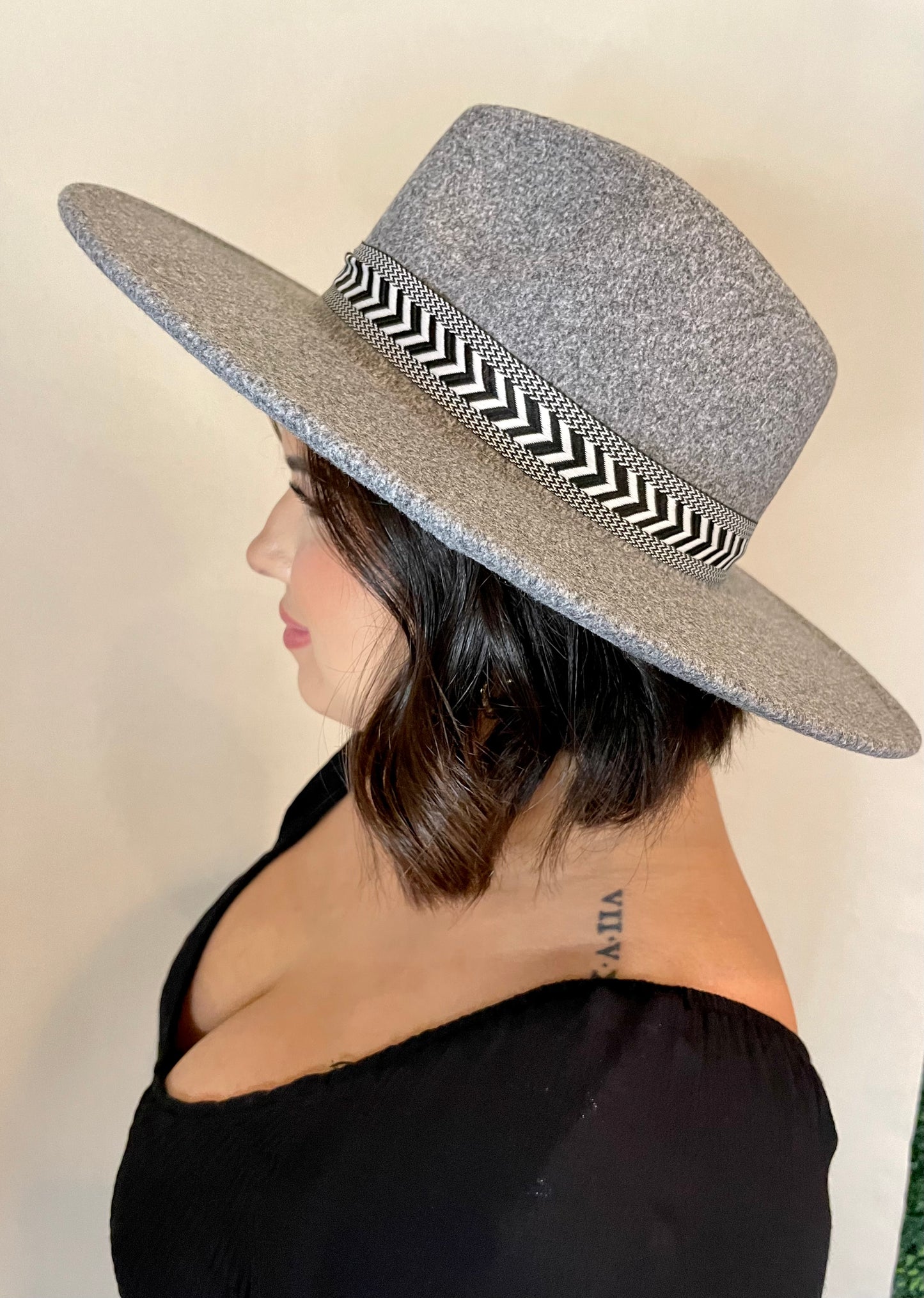 Chevron Band Gray Hat