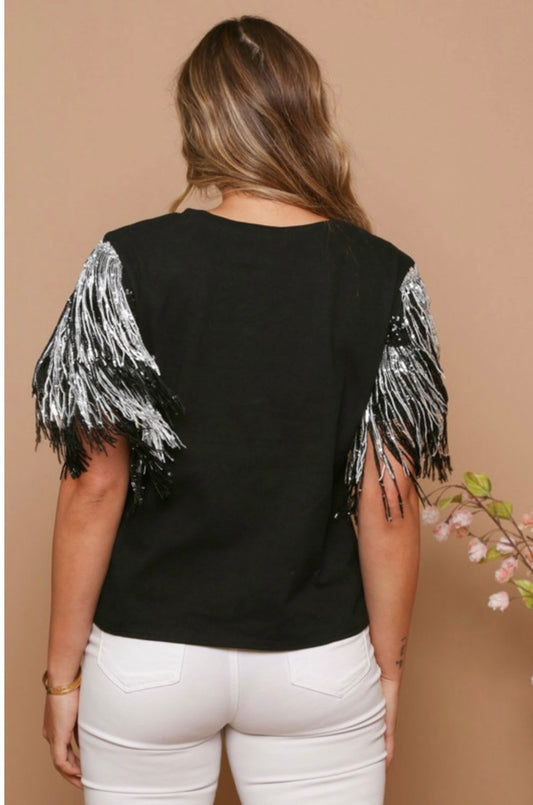 Show Stopper Sequin Sleeves Top