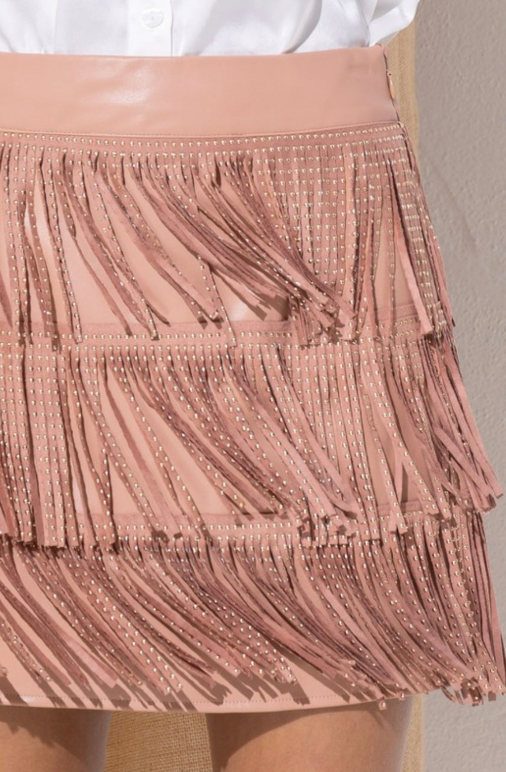 Fringe Tiered Mini Skirt