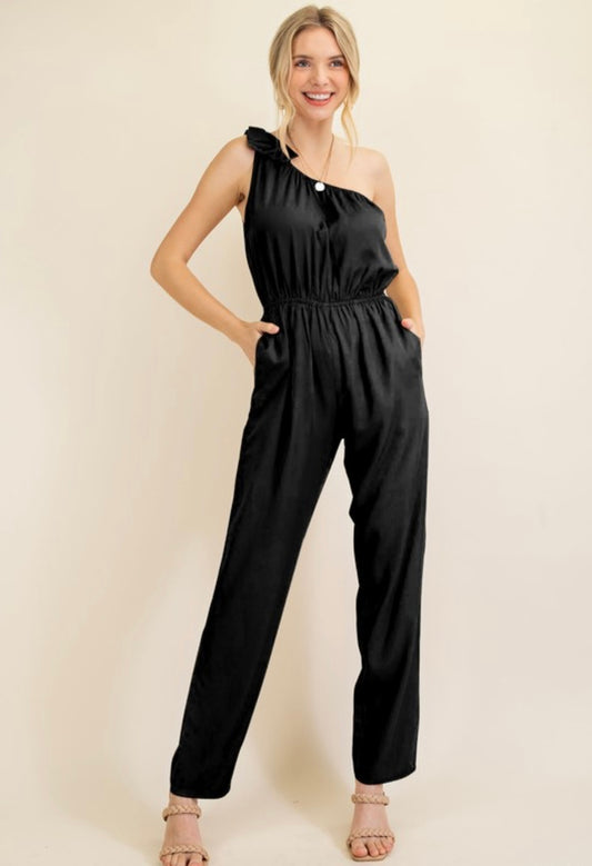 One Shoulder Bow Jumpsuit