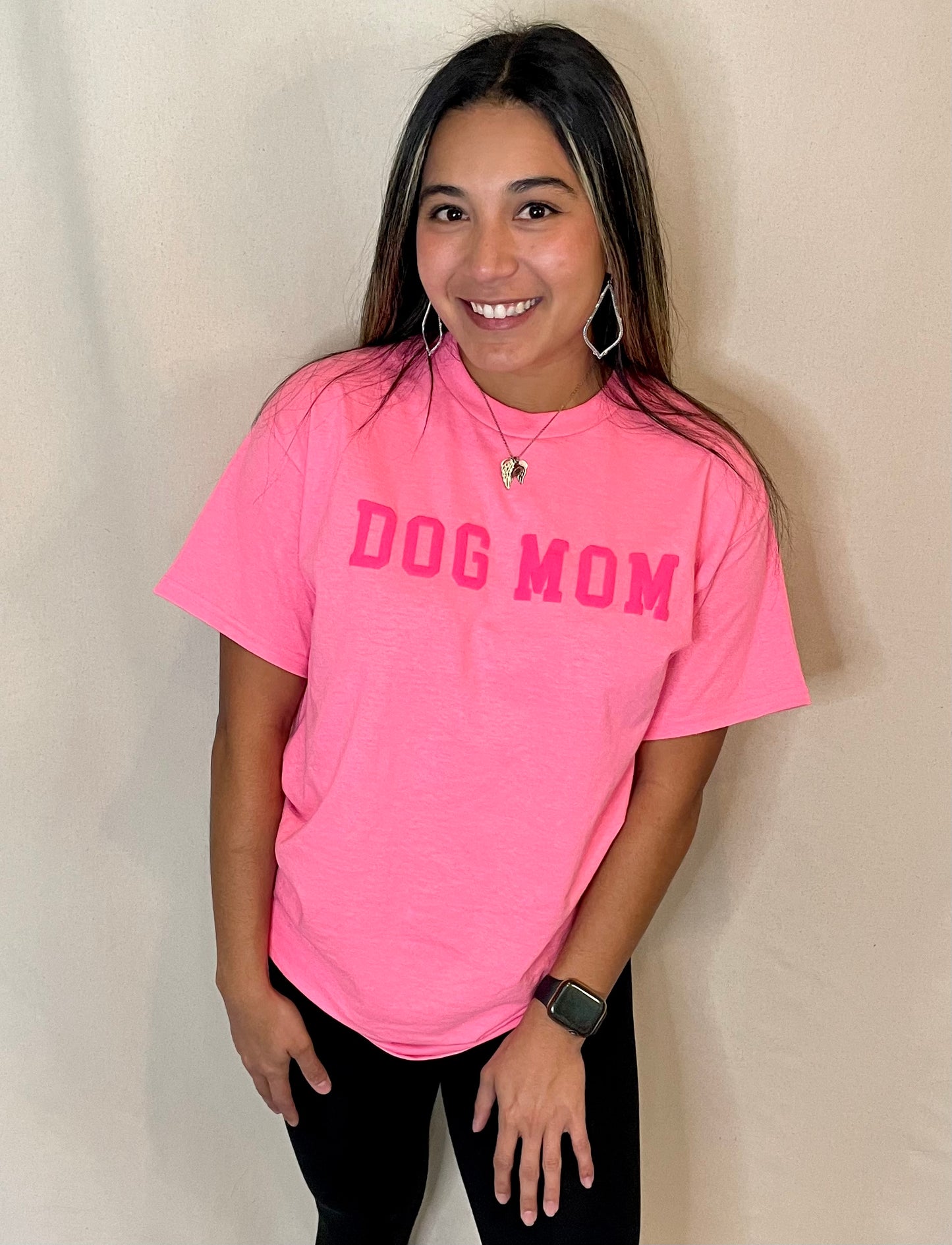 Pink on Pink Tee-Dog Mom