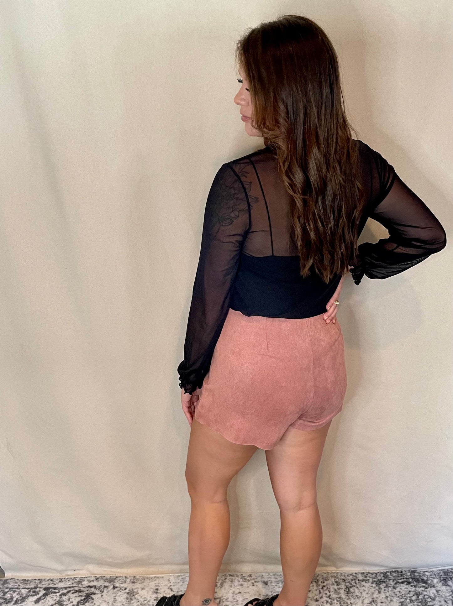 Light Pink Suede Skort