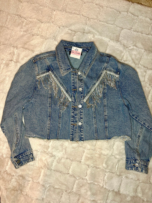 Rhinestone Fringe Denim Jacket