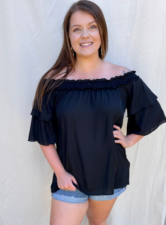 Tiered Sleeve Off The Shoulder Top