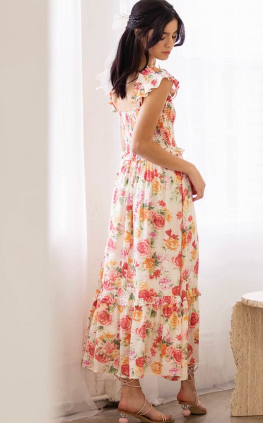 Floral Fields Smocked Midi Dress