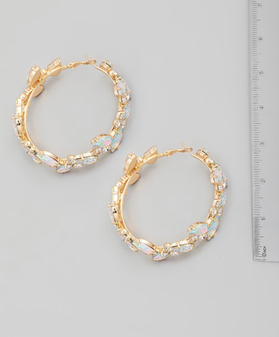 Oval Rhinestone Hoop Earrings