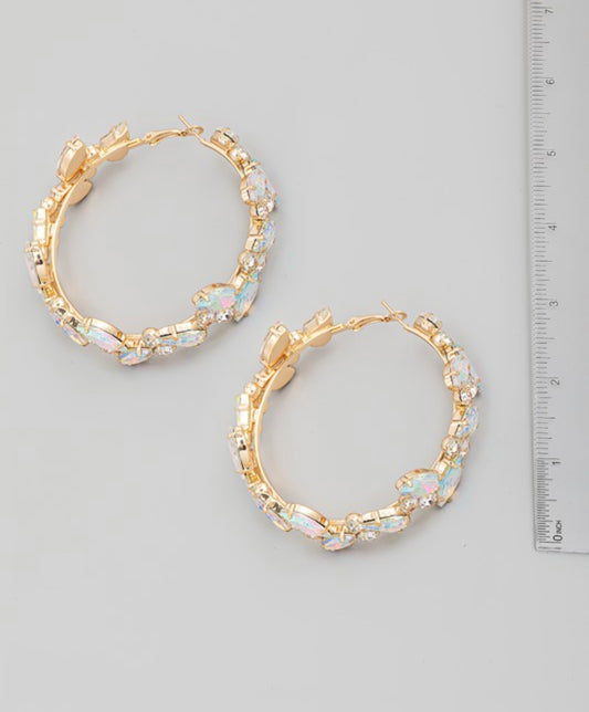 Oval Rhinestone Hoop Earrings