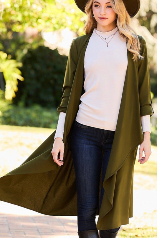 Olive Open Front Jacket