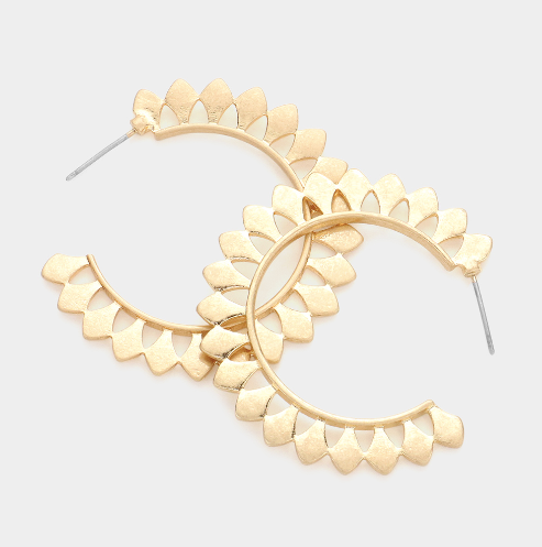 Abstract Hoop Earrings-Gold