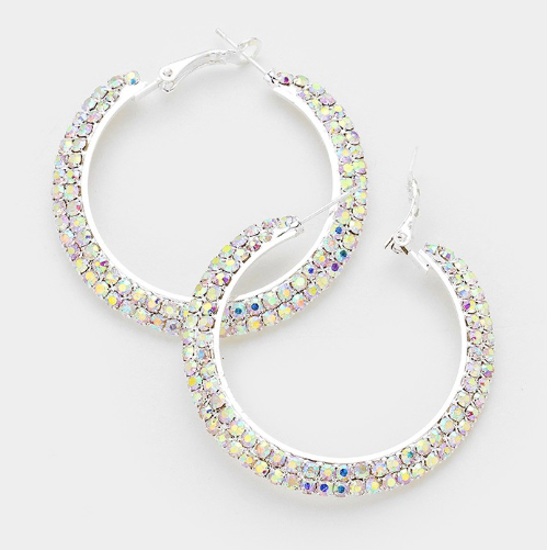 Iridescent Rhinestone Hoops