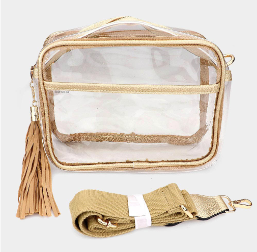 Clear Tassel Crossbody Bag-Gold