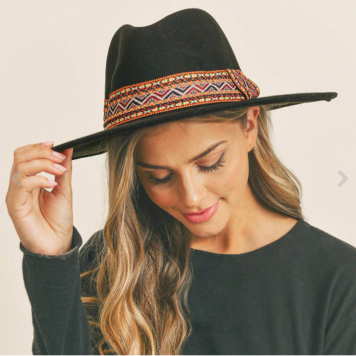 Aztec Banded Hat-Black