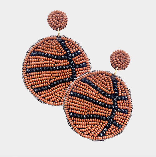 Basketball Seed Beaded Earrings